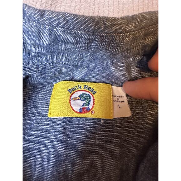 Vintage Duck Head Denim Chambray Button-Up Long Sleeve Shirt Blue Men’s Large - Picture 5 of 8